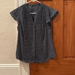 Navy blue and white blouse